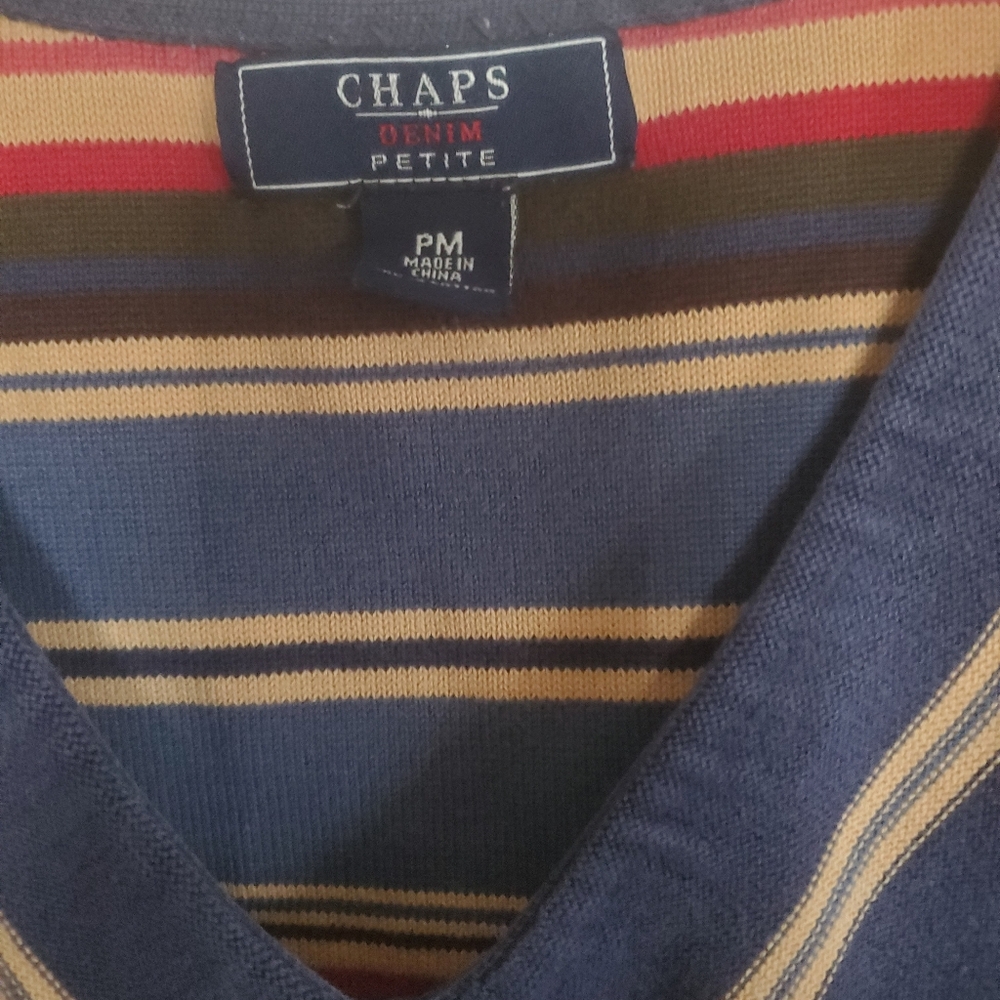 Chaps Striped Top Size PM - Picture 2 of 6